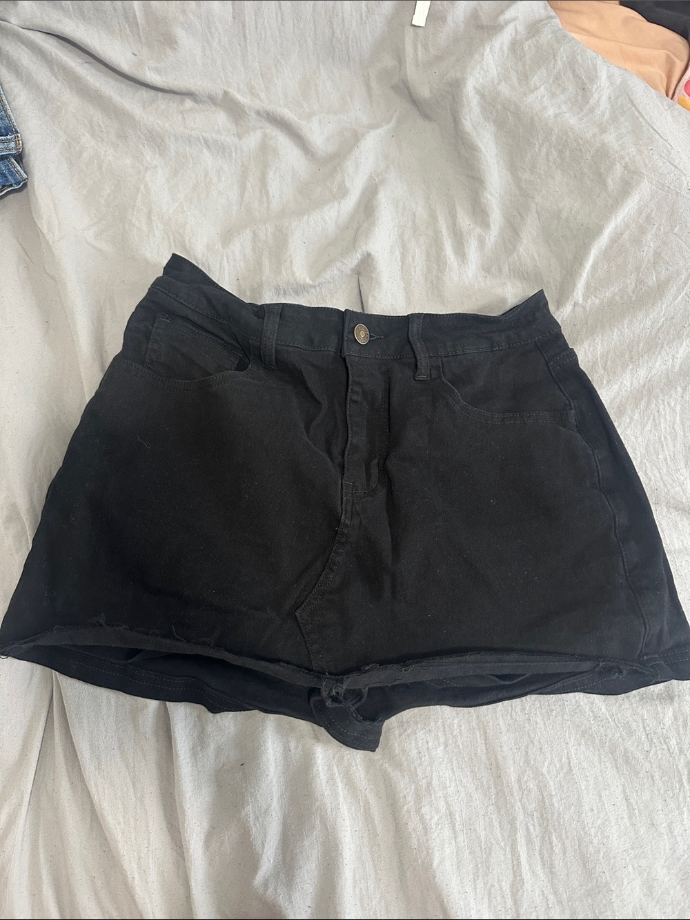 High-Waist Black Denim Skorts — Women's Classic Fit
